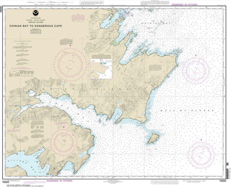 HISTORICAL NOAA Chart 16593: Chiniak Bay to Dangerous Cape