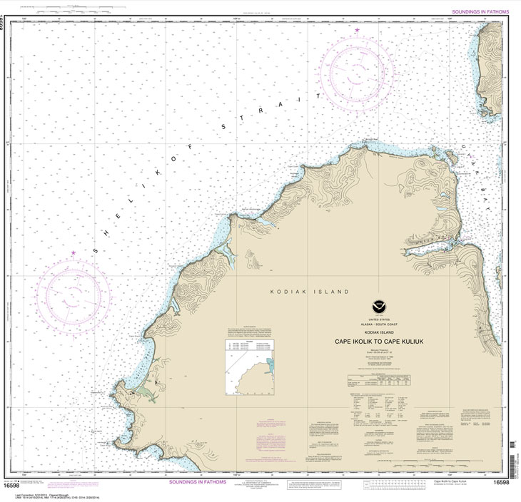HISTORICAL NOAA Chart 16598: Cape Ikolik to Cape Kuliuk