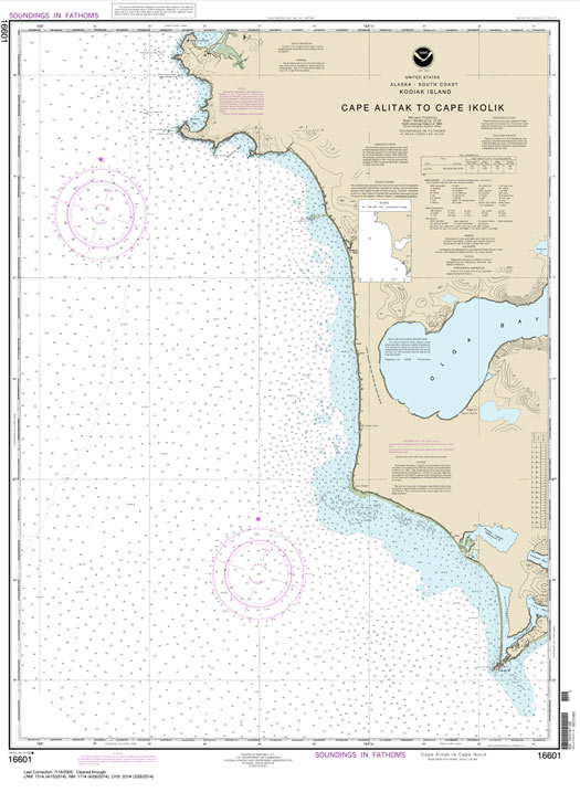 HISTORICAL NOAA Chart 16601: Cape Alitak to Cape lkolik