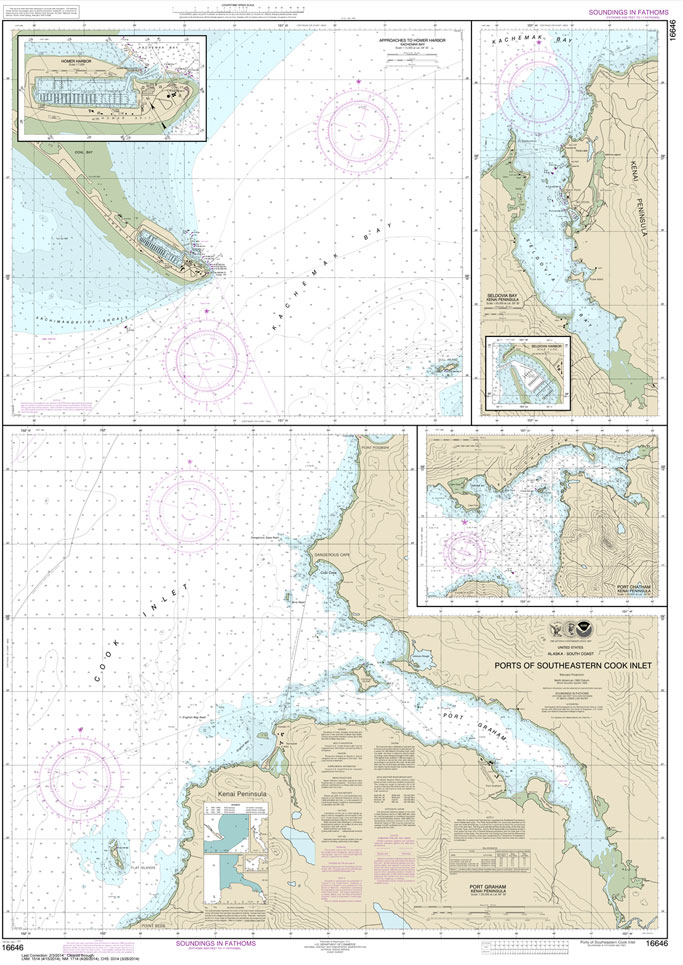 HISTORICAL NOAA Chart 16646: Ports of Southeastern Cook Inlet Port Chatham;Port Graham;Seldovia Bay;Seldovia Harbor;Approaches to Homer Hbr;Homer Harbor