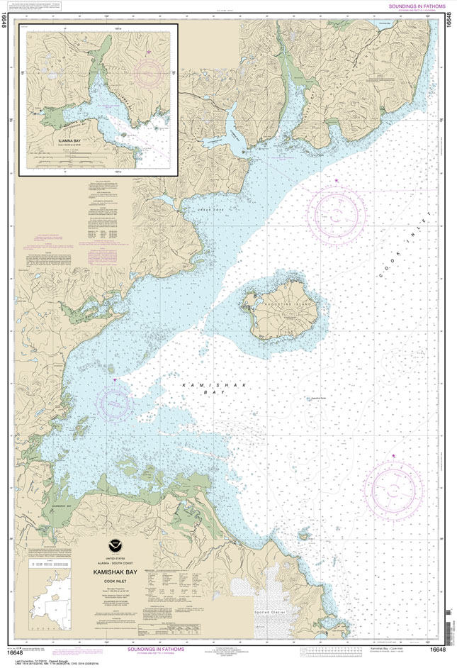 HISTORICAL NOAA Chart 16648: Kamishak Bay;lliamna Bay