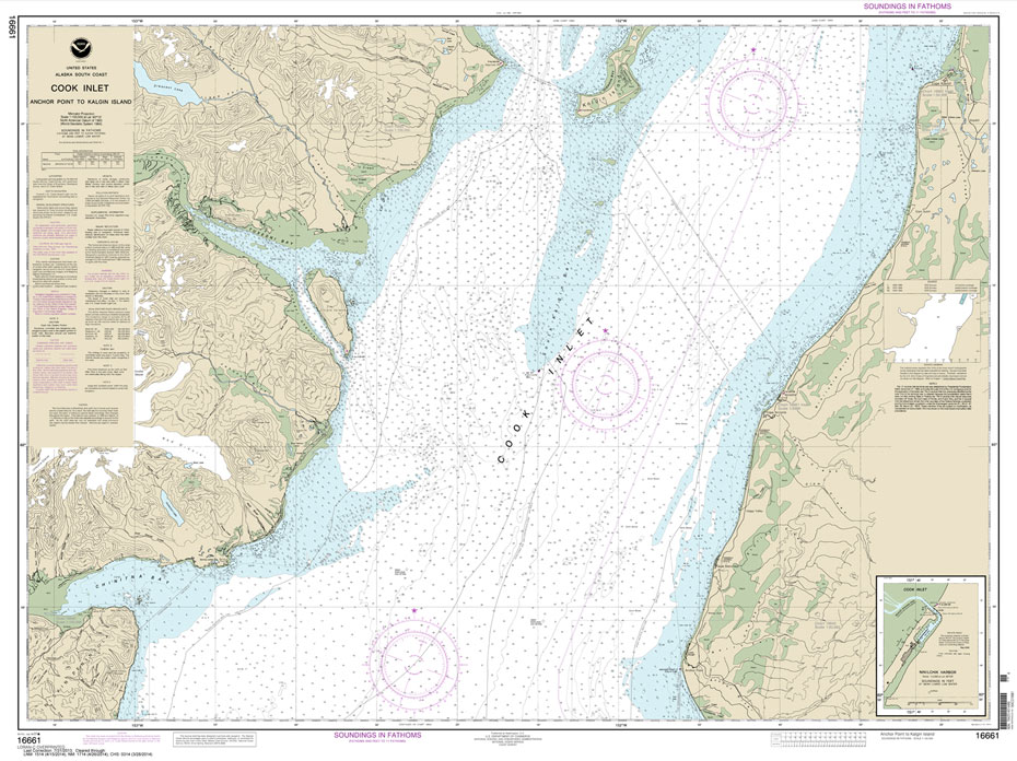 HISTORICAL NOAA Chart 16661: Cook Inlet-Anchor Point to Kalgin Island;Ninilchik Harbor