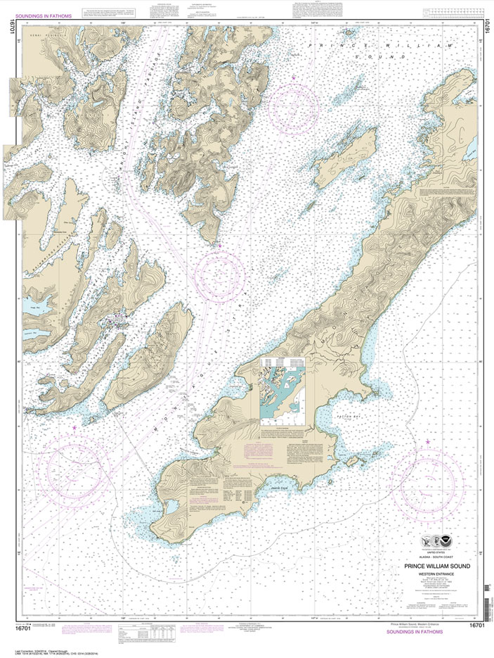 HISTORICAL NOAA Chart 16701: Prince William Sound-western entrance