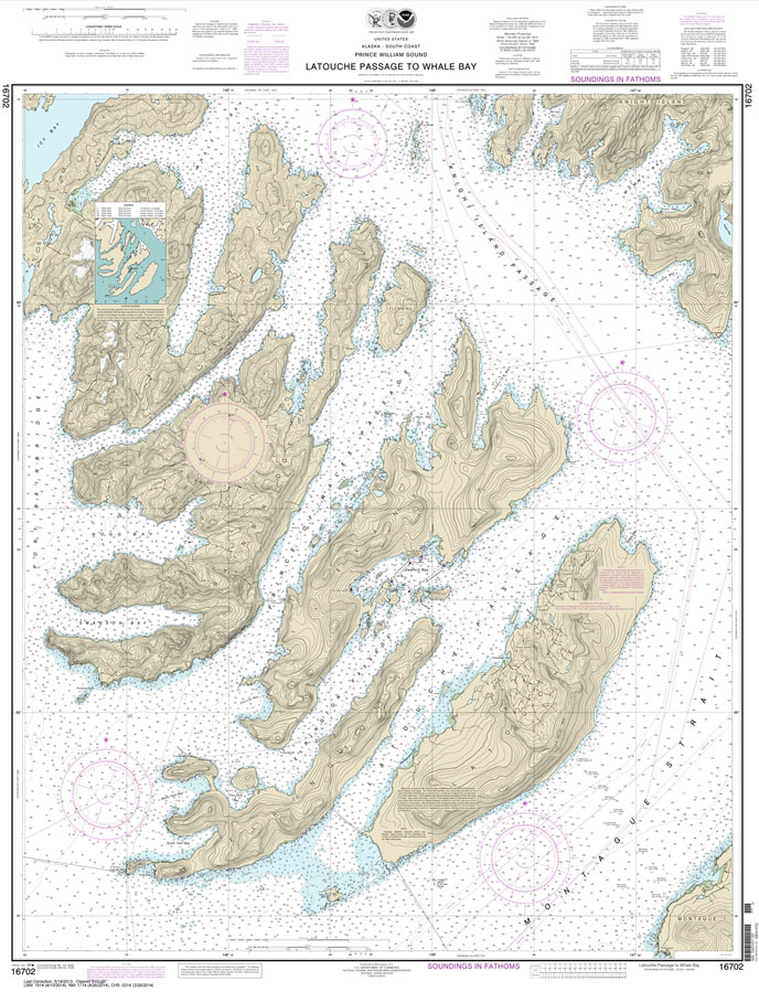 HISTORICAL NOAA Chart 16702: Latouche Passage to Whale Bay