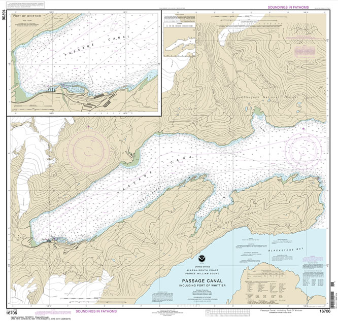 HISTORICAL NOAA Chart 16706: Passage Canal incl. Port of Whittier;Port of Whittier