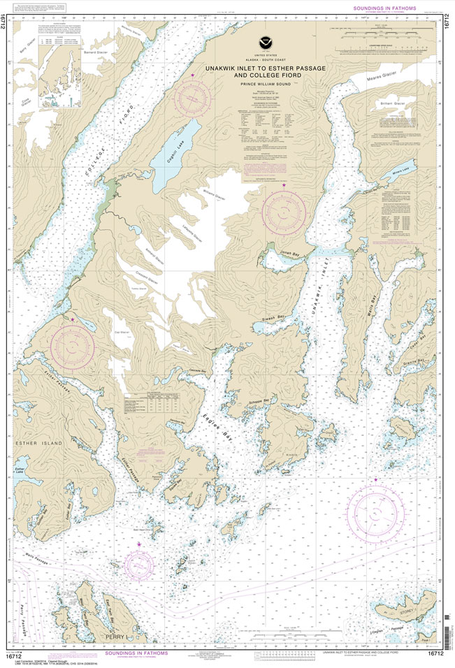 HISTORICAL NOAA Chart 16712: Unakwik Inlet to Esther Passage and College Fiord