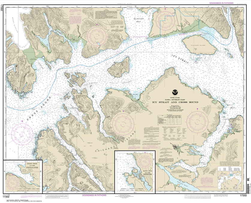 HISTORICAL NOAA Chart 17302: Icy Strait and Cross Sound;Inian Cove;Elfin Cove