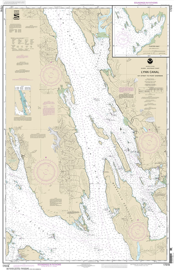 HISTORICAL NOAA Chart 17316: Lynn Canal-Icy Str. to Point Sherman;Funter Bay;Chatham Strait