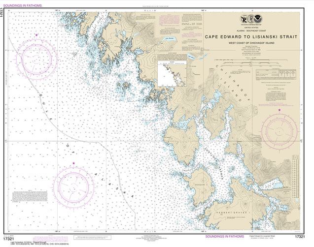 HISTORICAL NOAA Chart 17321: Cape Edward to Lisianski Strait: Chichagof Island