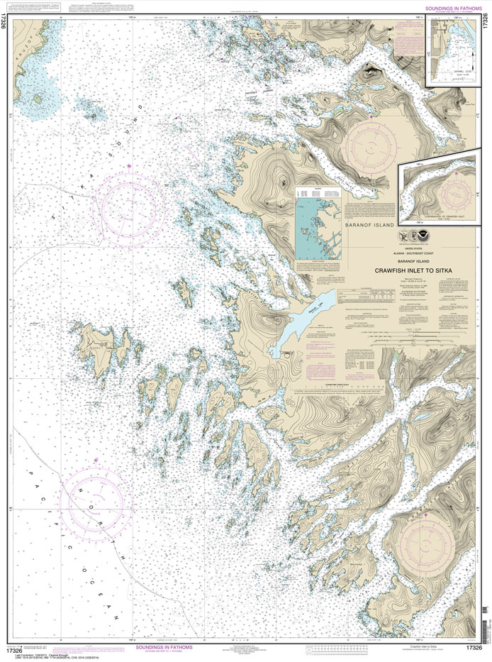 HISTORICAL NOAA Chart 17326: Crawfish Inlet to Sitka: Baranof I.;Sawmill Cove