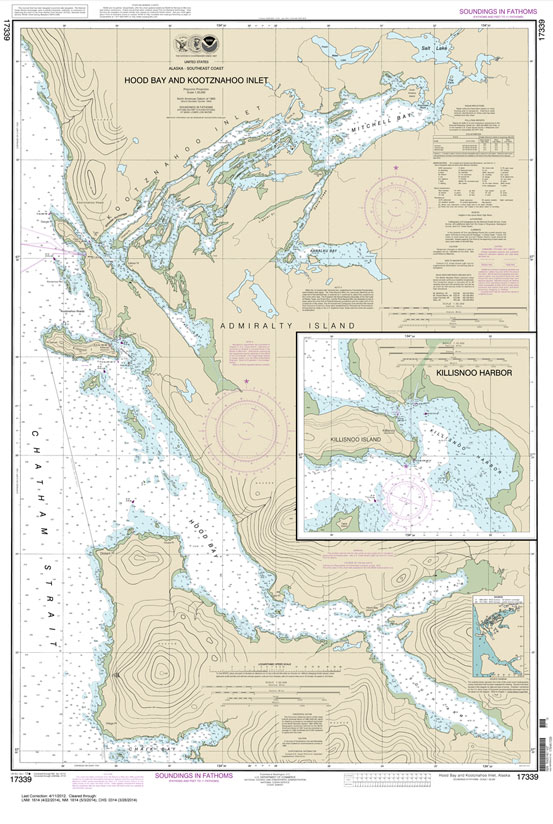 HISTORICAL NOAA Chart 17339: Hood Bay and Kootznahoo Inlet