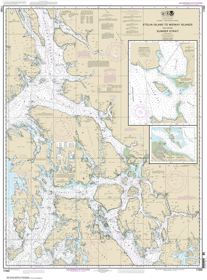 HISTORICAL NOAA Chart 17360: Etolin Island to Midway Islands: including Sumner Strait;Holkham Bay;Big Castle Island