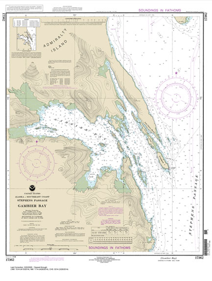 HISTORICAL NOAA Chart 17362: Gambier Bay: Stephens Passage