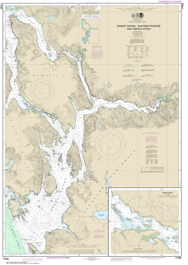 HISTORICAL NOAA Chart 17385: Ernest Sound-Eastern Passage and Zimovia Strait;Zimovia Strait
