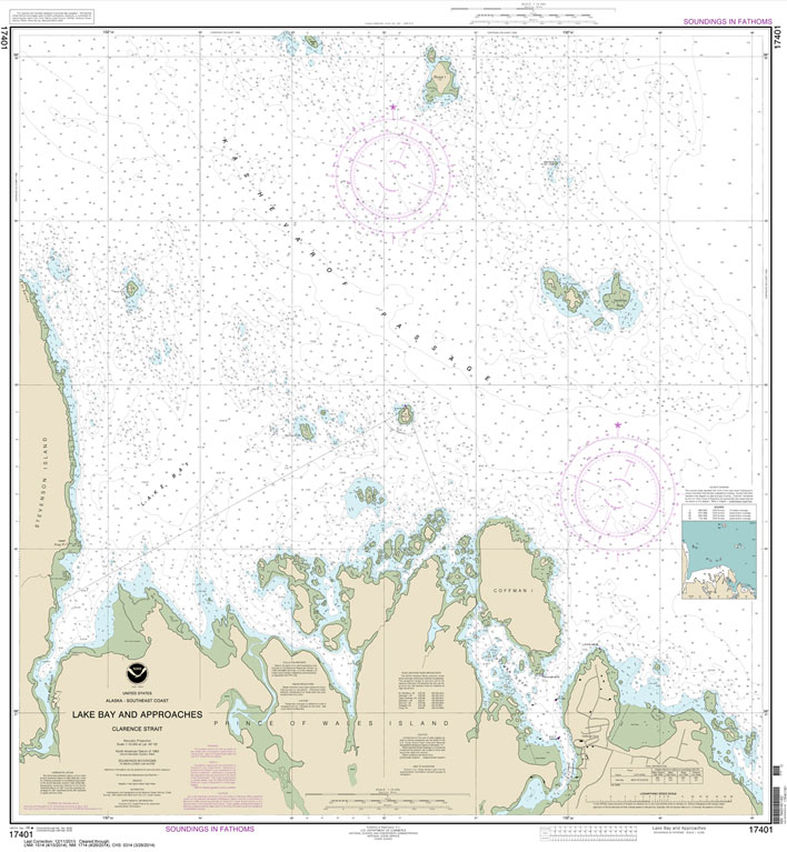 HISTORICAL NOAA Chart 17401: Lake Bay and approaches: Clarence Str.