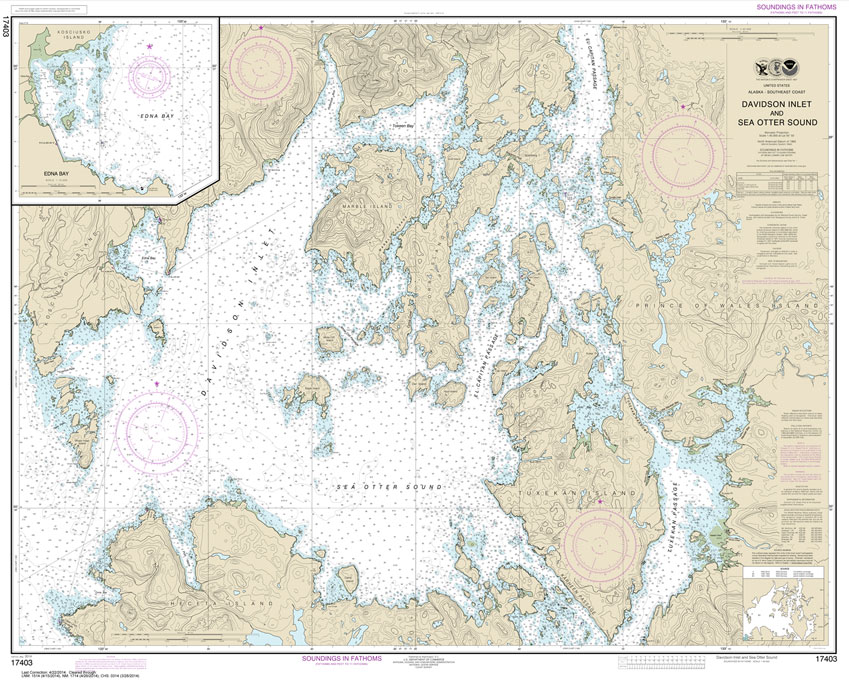 HISTORICAL NOAA Chart 17403: Davidson Inlet and Sea Otter Sound;Edna Bay