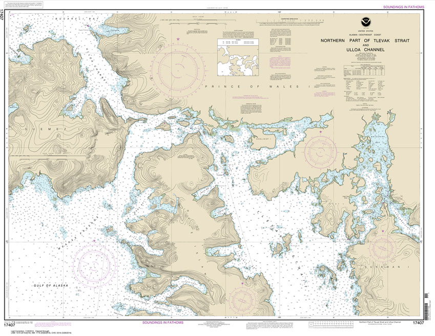 HISTORICAL NOAA Chart 17407: Northern part of Tlevak Strait and Uloa Channel