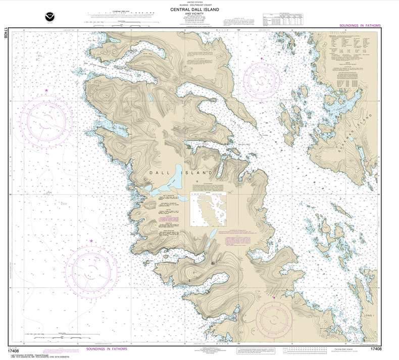 HISTORICAL NOAA Chart 17408: Central Dall Island and vicinity