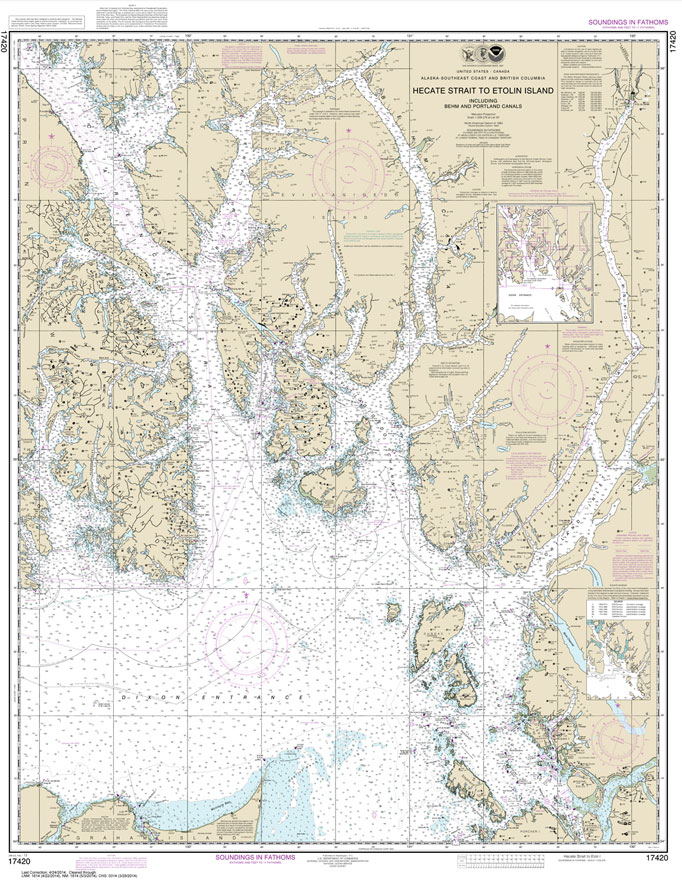 NOAA Chart 17420: Hecate Strait to Etolin Island: including Behm and Portland Canals