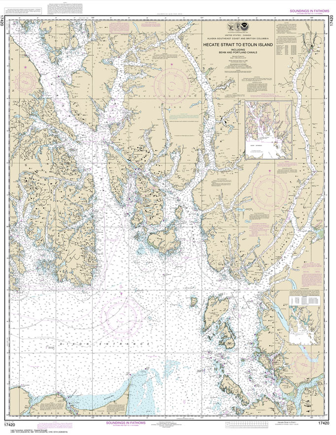 HISTORICAL NOAA Chart 17420: Hecate Strait to Etolin Island: including Behm and Portland Canals