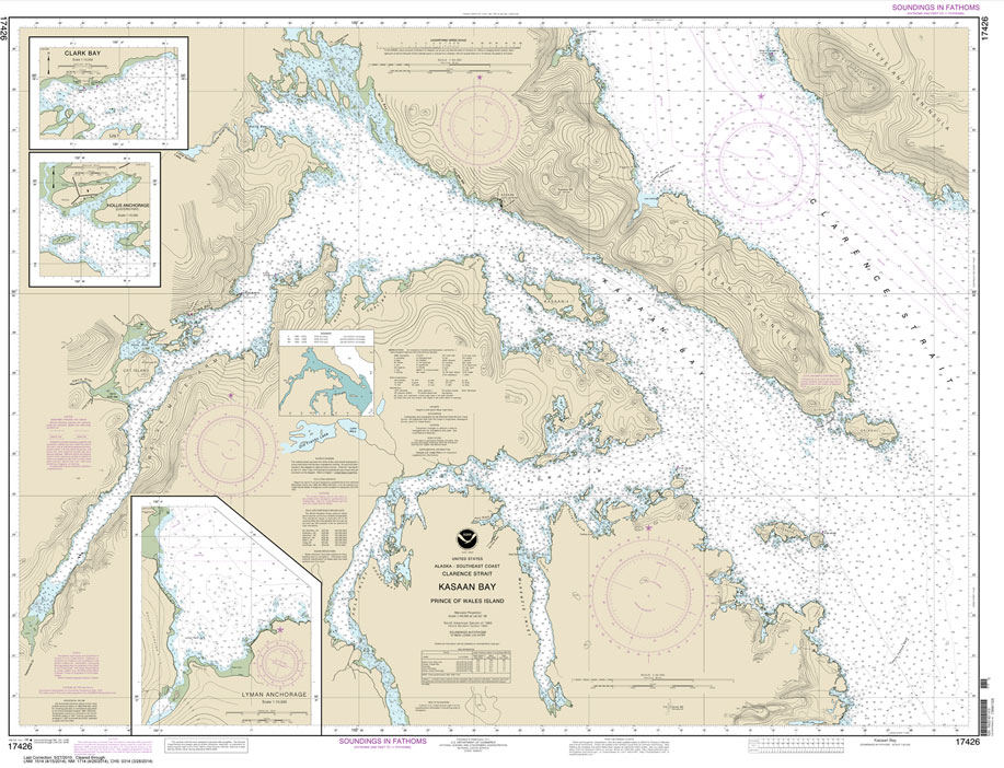 HISTORICAL NOAA Chart 17426: Kasaan Bay: Clarence Strait;Hollis Anchorage: eastern part;Lyman Anchorage