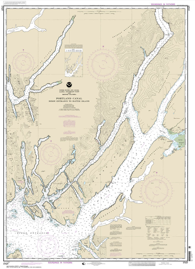 HISTORICAL NOAA Chart 17427: Portland Canal - Dixon Entrance to Hattie I.