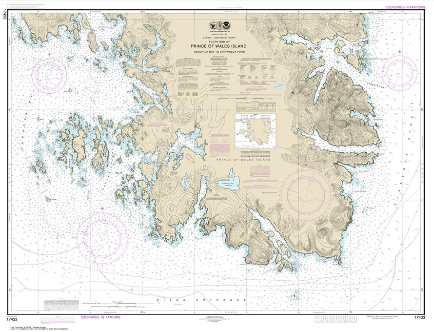 HISTORICAL NOAA Chart 17433: Kendrick Bay to SHipwreck Point: Prince of Wales Island