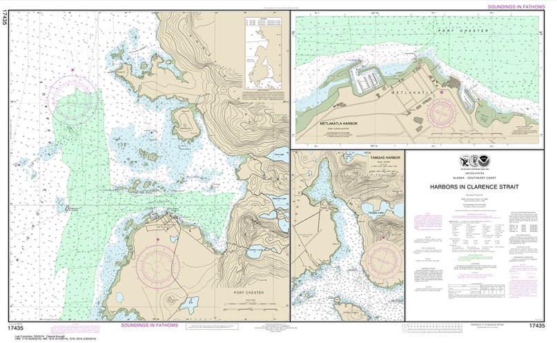 HISTORICAL NOAA Chart 17435: Harbors in Clarence Strait Port Chester: Annette Island;Tamgas Harbor: Annette Island;Metlakatla Harbor