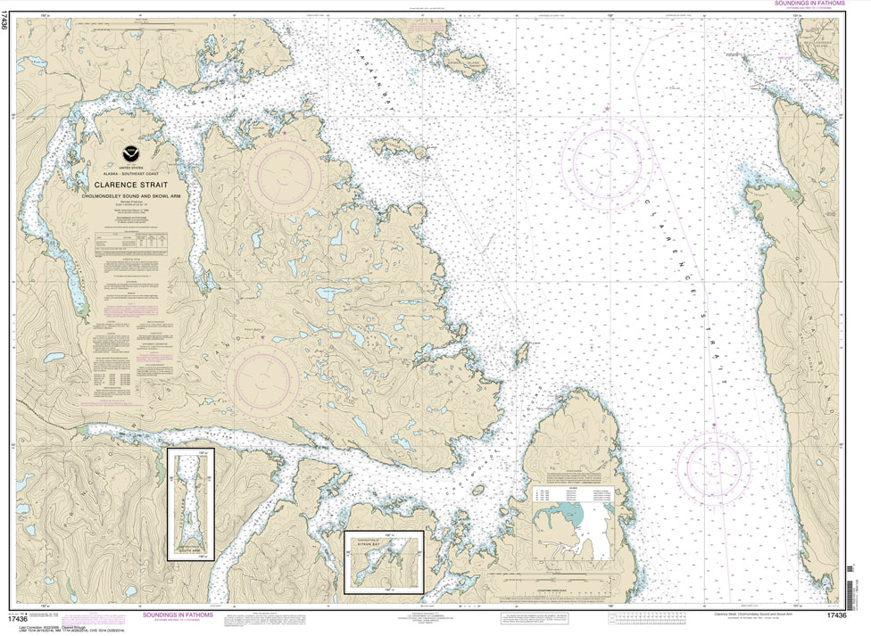 HISTORICAL NOAA Chart 17436: Clarence Strait: Cholmondeley Sound and Skowl Arm