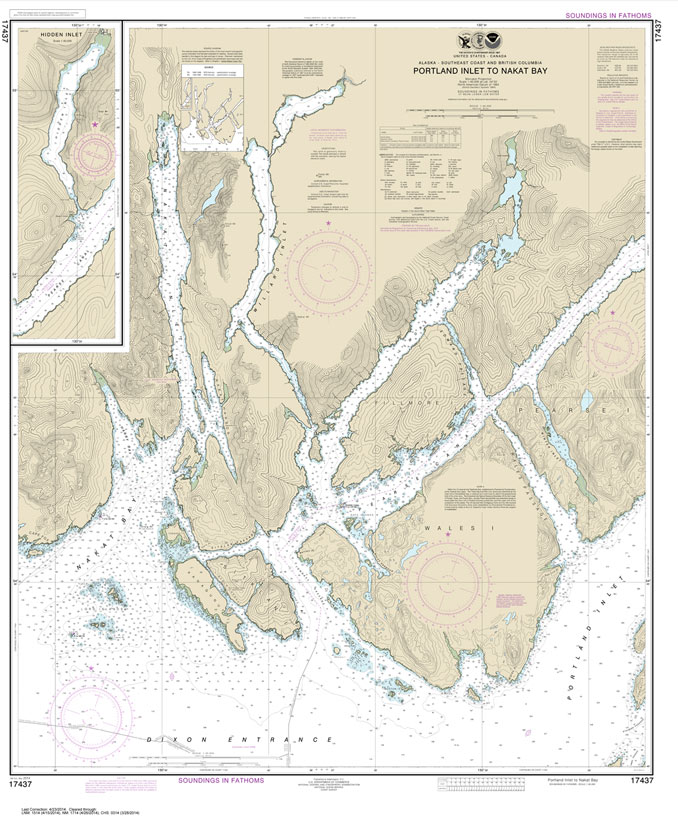 HISTORICAL NOAA Chart 17437: Portland Inlet to Nakat Bay