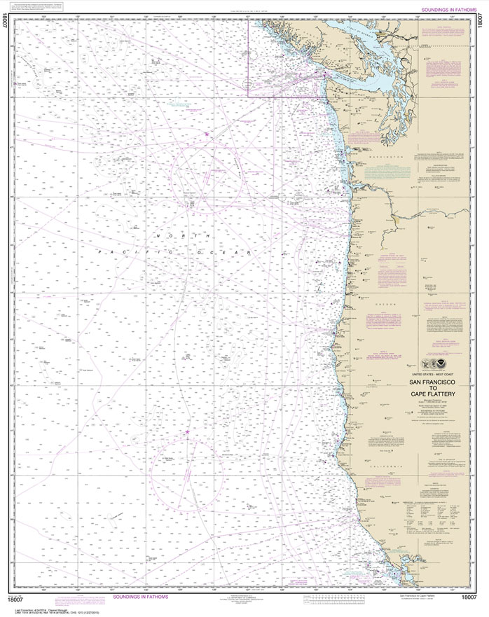 HISTORICAL NOAA Chart 18007: San Francisco to Cape Flattery