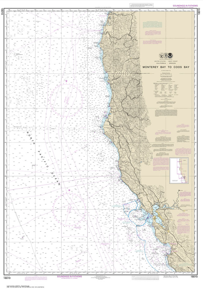 NOAA Chart 18010: Monterey Bay to Coos Bay