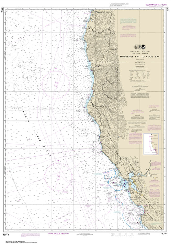 HISTORICAL NOAA Chart 18010: Monterey Bay to Coos Bay