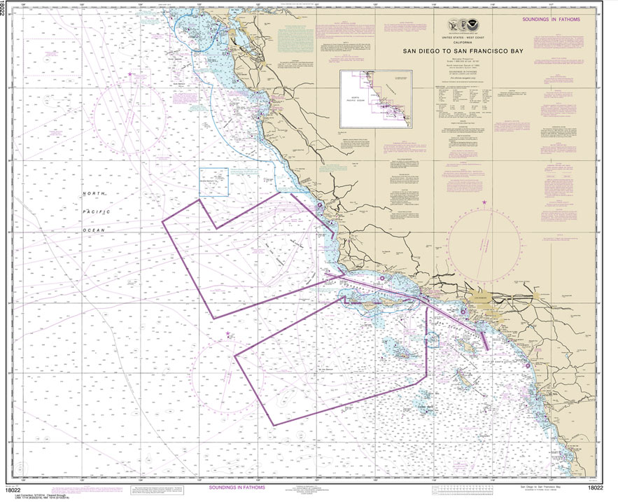 HISTORICAL NOAA Chart 18022: San Diego to San Francisco Bay