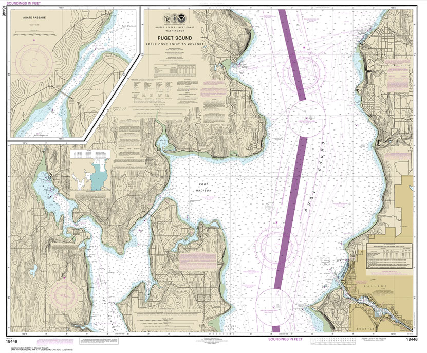 HISTORICAL NOAA Chart 18446: Puget Sound-Apple Cove Point to Keyport;Agate Passage