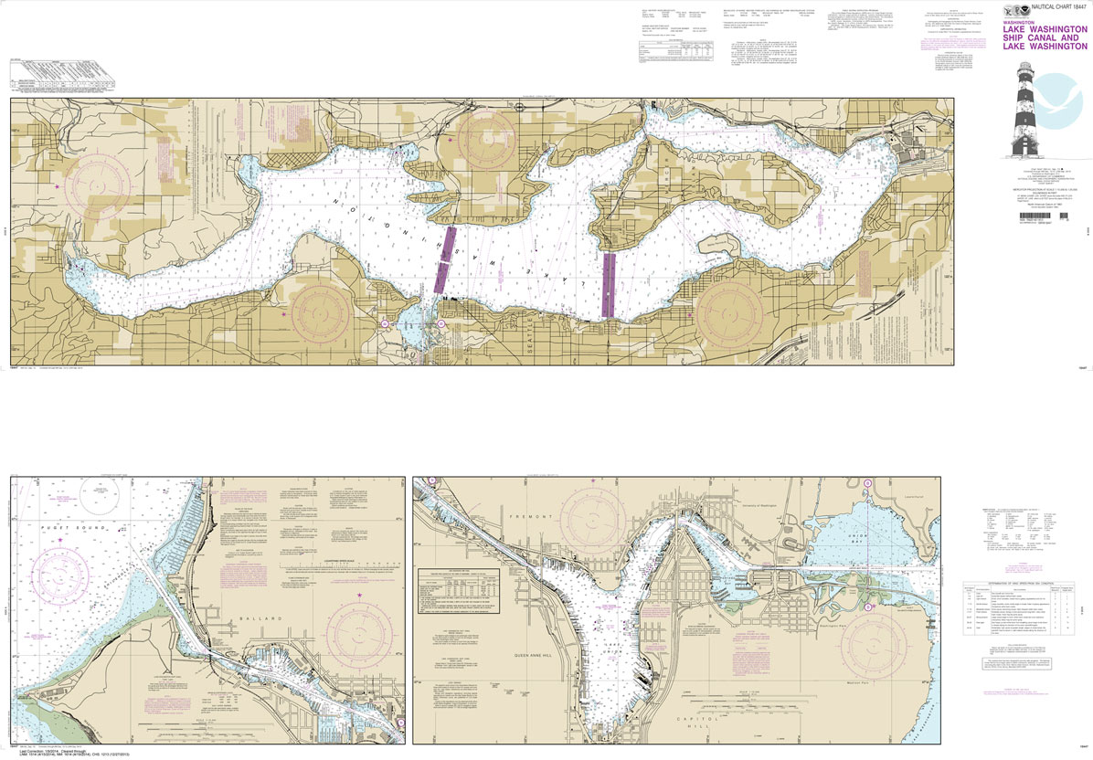 HISTORICAL NOAA Chart 18447: Lake Washington Ship Canal and Lake Washington