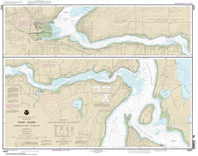 HISTORICAL NOAA Chart 18457: Puget Sound-Hammersley Inlet to Shelton