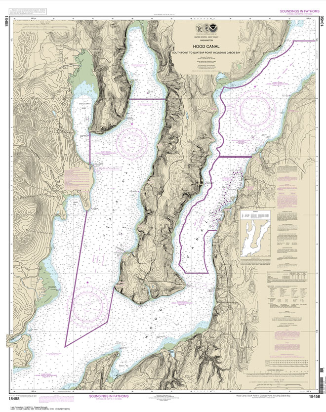 HISTORICAL NOAA Chart 18458: Hood Canal-South Point to Quatsap Point including Dabob Bay