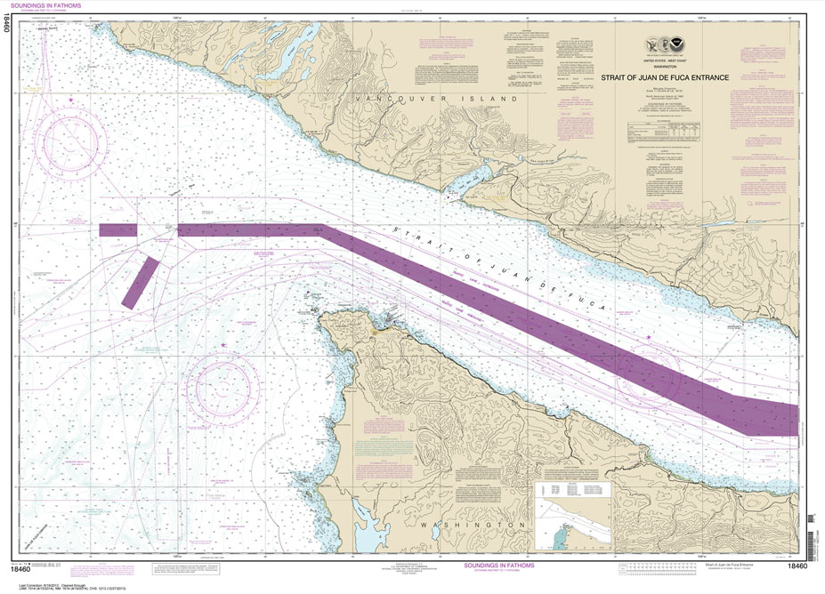 HISTORICAL NOAA Chart 18460: Stait of Juan de Fuca Entrance