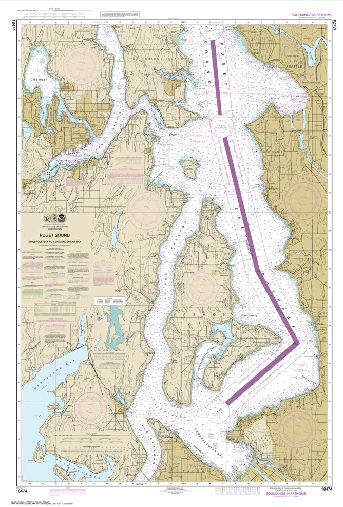 HISTORICAL NOAA Chart 18474: Puget Sound-Shilshole Bay to Commencement Bay