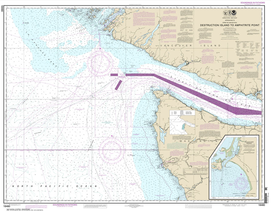 NOAA Chart 18480: Approaches to Strait of Juan de Fuca Destruction lsland to Amphitrite Point