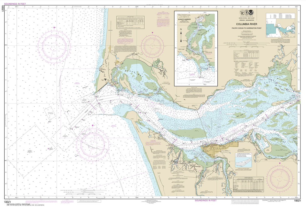 HISTORICAL NOAA Chart 18521: Columbia River Pacific Ocean to Harrington Point;Ilwaco Harbor