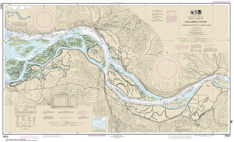 HISTORICAL NOAA Chart 18523: Columbia River Harrington Point to Crims Island