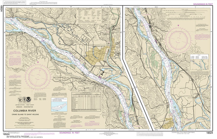 HISTORICAL NOAA Chart 18524: Columbia River Crims Island to Saint Helens