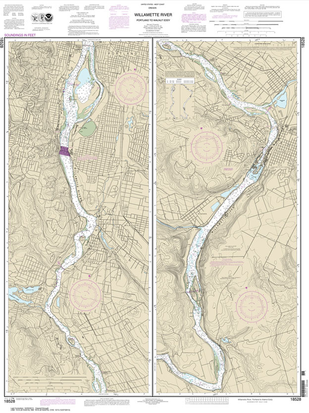 HISTORICAL NOAA Chart 18528: Willamette River Portland to Walnut Eddy