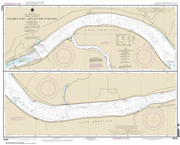 HISTORICAL NOAA Chart 18535: Columbia River John Day Dam to Blalock