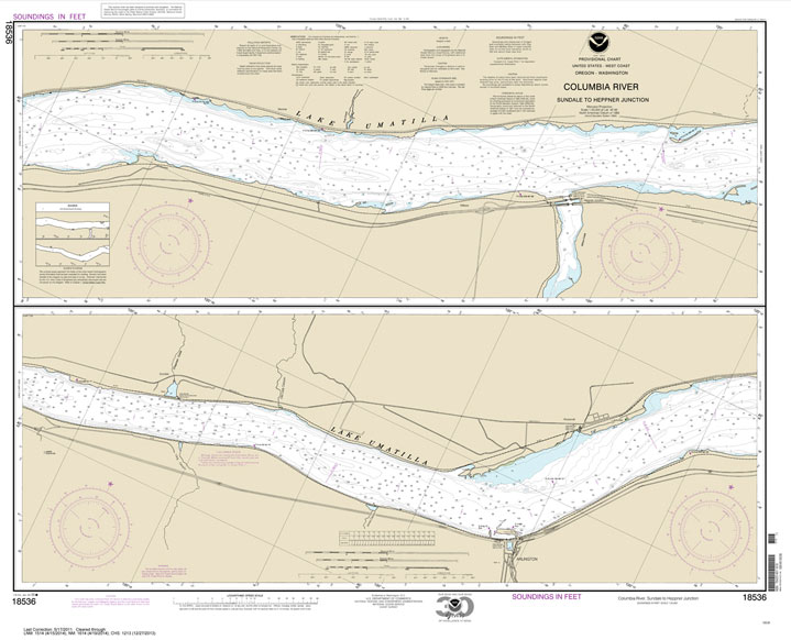 NOAA Chart 18536: Columbia River Sundale to Heppner Junction