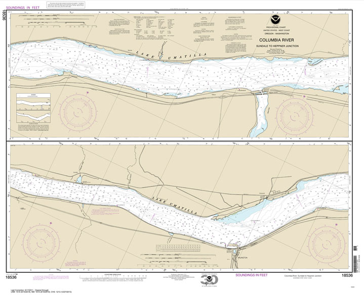 HISTORICAL NOAA Chart 18536: Columbia River Sundale to Heppner Junction