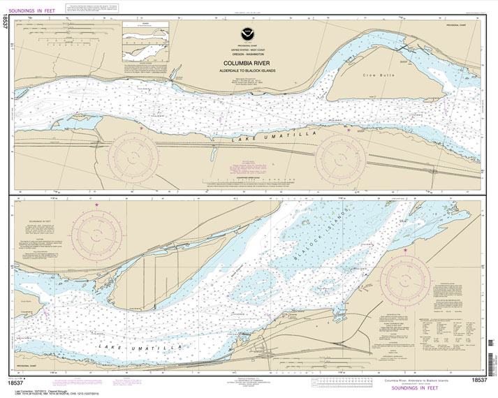 HISTORICAL NOAA Chart 18537: Columbia River Alderdale to Blalock Islands