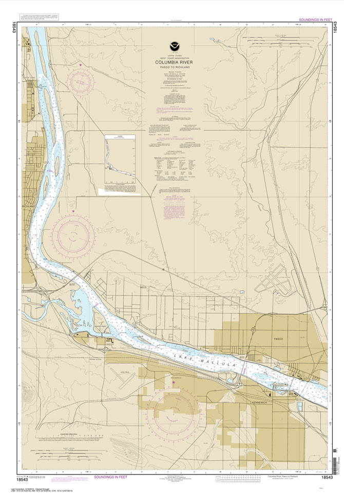 HISTORICAL NOAA Chart 18543: Columbia River Pasco to Richland